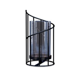 YIUTOYILY Black Hurricane Candle Holder, Black Candle Holders for Pillar Candles with Clear Glass Sleeve - Elegant Centerpiece for Weddings, Dinners, Party Decor