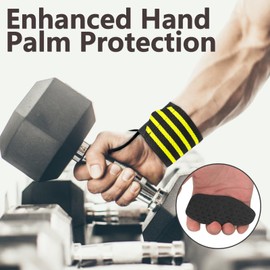 DONGTOIZ Anti-Slip Rubber Gym Grips for Men Women, Fingerless Weight Lifting Gloves with Palm Protection, Ergonomic Workout Hand Pads for Deadlifts, Pull-Ups, Crossfit, Bodybuilding and Gym Training