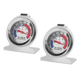 2Pcs Refrigerator Thermometer -30~30°C/-20~80°F Fridge Analog Freezer Thermometer Stainless Steel Large Dial Temperature Gauge for Home, Kitchen, Restaurants Refrigerator