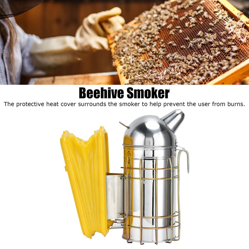 Pointed Beehive Smoker with Heat Protection Board Stainless Steel Bee