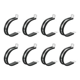 uxcell 1-7/8"(48mm) Cable Clamp, 304 Stainless Steel Rubber Cushioned Insulated Clamp R Shape Metal Clamp Tube Holder for Pipe Hose Wire Cord Installation 8Pcs