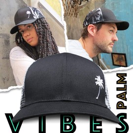 Grace Folly Trucker Hat for Men or Women- Many Cool Designs (Palm Tree- Mesh Print)