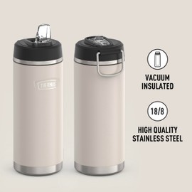 THERMOS ICON SERIES Stainless Steel Water Bottle with Straw Lid - 32 Ounce, Sandstone - Vacuum Insulated Water Bottle with Straw Lid