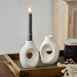 Modern Ceramic Candle Holder White Candlestick Holders Taper Candle Holders Decorative Candle Stick Candle Holder for Table Centerpiece Candle Sticks Holder Decor
