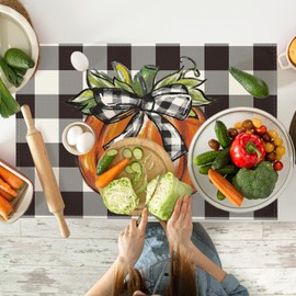 Artoid Mode Buffalo Plaid Fall Placemats, 24x36 Inch Extra Large Table Mats for Kitchen Countertop Protector Dining Decoration