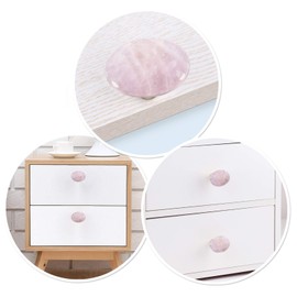 Rockcloud Natural Rose Quartz Crystal Stone Knob Drawer with Screws, Oval Rough Gemstone Pull Handle for Dresser Cabinet Wardrobe Hardware Accessories Home Furniture Decoration, 4 PCS