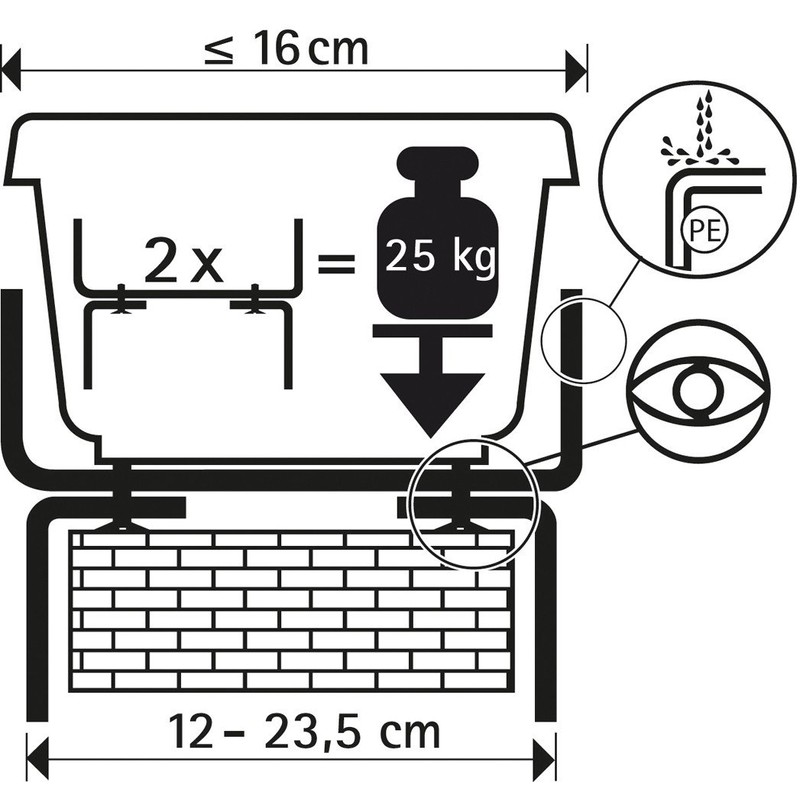 geli Thermo Plastic H-shape holder for flower box, balcony box