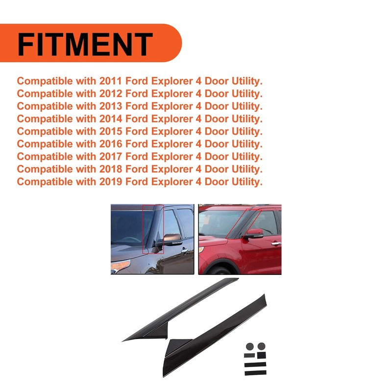 ECOTRIC 2 PCS Front A-Pillar Molding Windshield Outer Trim Compatible