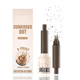 Five-Point Freckle Stamp & Freckle Pen for Natural Sun-Kissed Makeup, Waterproof Long-Lasting Fake Tattoo Pen, Safe & Gentle Formula Suitable for All Skin Types, Quick-Drying (Ash Chestnut)