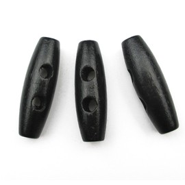 ALL in ONE 50pcs Black 2 Hole Scrapbooking Sewing Wood Toggle Buttons Stained Chery Oval 35x11mm(1-3/8x7/16”)