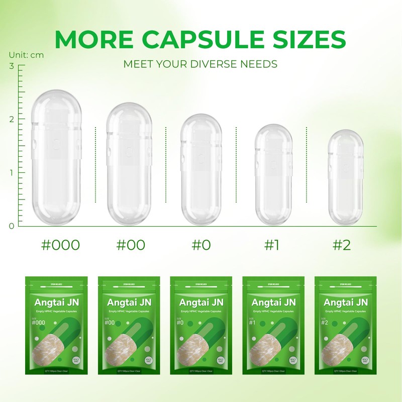 AngtaiJN Empty Vegan Capsules, Size 000 (Pack of 500), Clear