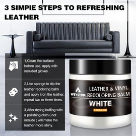 Leather Recoloring Balm - White Leather Repair Kit for Furniture, Dye, Recolor, Renew, Repair & Restore Aged, Faded, Cracked, Peeling and Scuffed