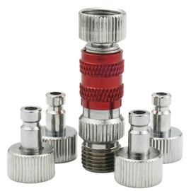 Airbrush Quick Joint One Touch 1/8 Quick Change with 5 Plugs, Red