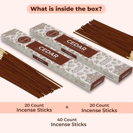Cedar Incense Sticks - Total 40 Insence-Sticks - Dual Pack of 20 Insense - Inciensos - Inscents - Natural Non Toxic Ingredients - Incents - Incence - Inscense - Insents