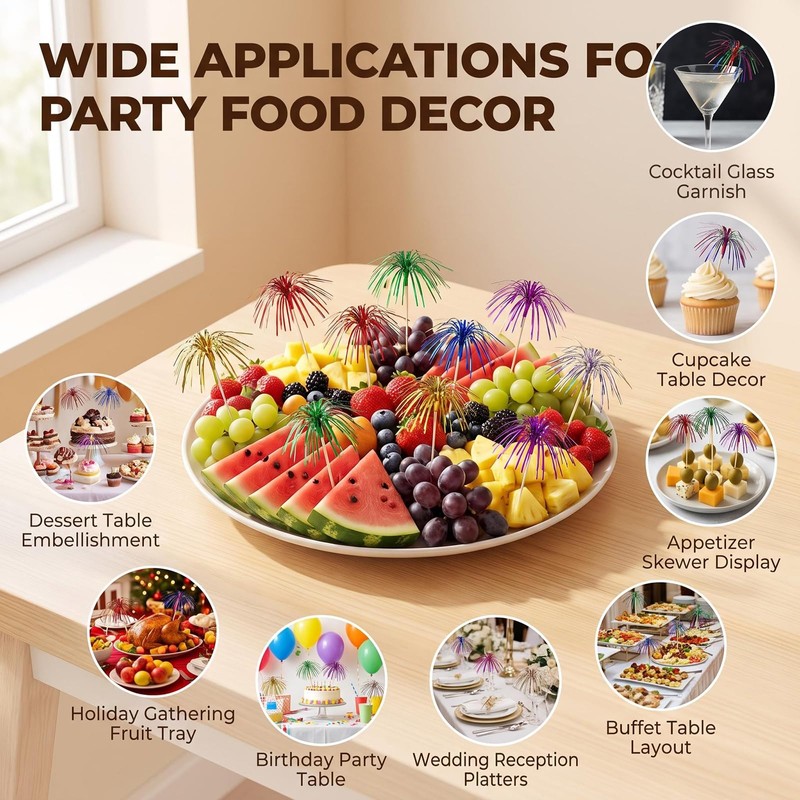 100 Pcs Firework Cupcake Toppers