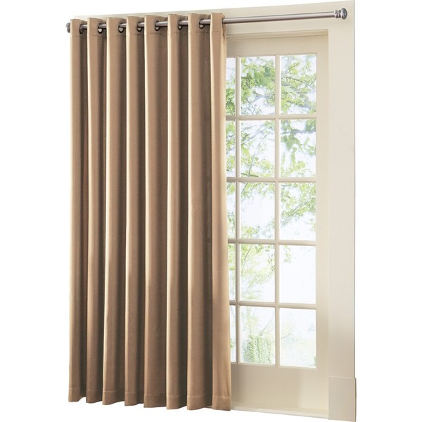 Collections Etc Multipurpose Gramercy Patio Door Curtain Panel with Wand, Taupe