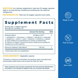 NewRhythm Probiotics 50 Billion CFU 20 Strains, 60 Veggie Capsules, Targeted Release Technology, Stomach Acid Resistant, No Need for Refrigeration, Non-GMO, Gluten Free