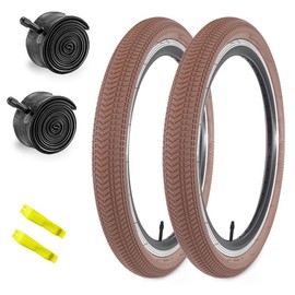 MAKELEN Kids Bike Tire 2 Tires and 2 Tubes 20x2.125 Folding Tire for Kids Bikes Compatible Fits Most Kids Bikes Brown
