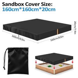 Muyohix Sandpit Cover 160 x 160 x 20 cm, Sandpit Cover, Waterproof, Cover Sandpit 420D Oxford Anti-UV, Tarpaulin Sandpit with Bag, Tarpaulin with Drawstring for Sandpit, Garden