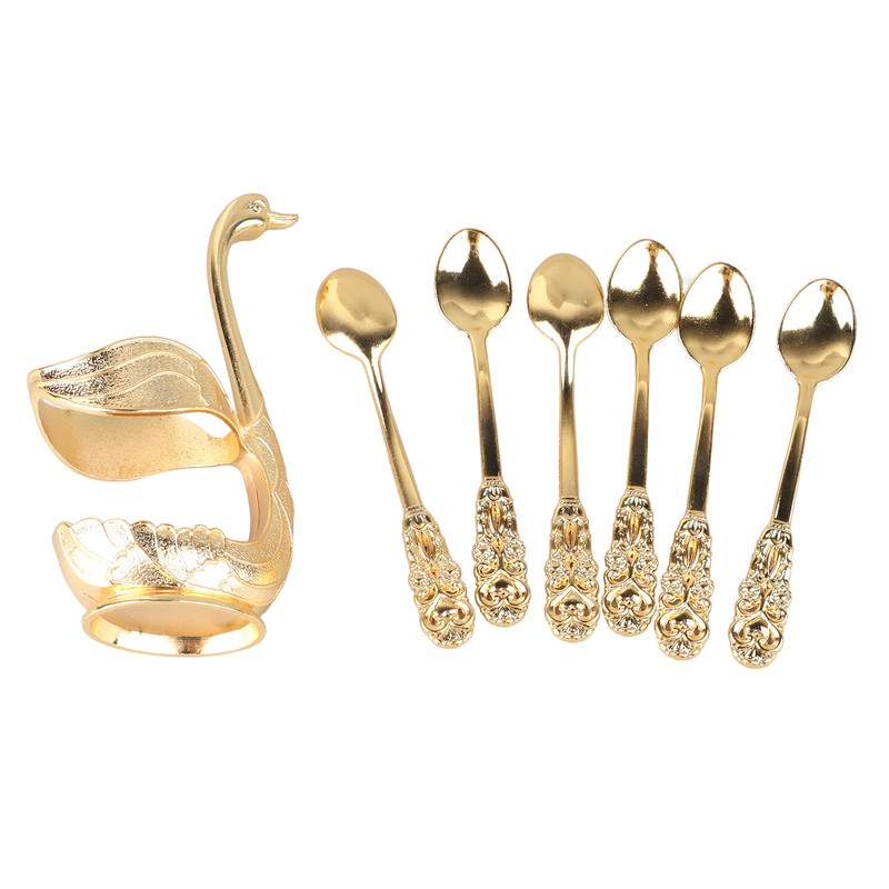 Coffee Spoon Holder Elegant Swan Shaped Alloy Mirror Polish Rich