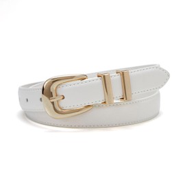 YooAi Womens Belt Fashion Leather Wais Belt for Jeans Pants Dresses with Gold Buckle, White, M: Fit Waist 33"-37"