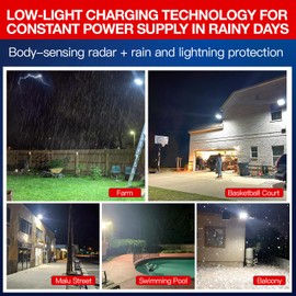 Solar Street Lights Outdoor, IP67 Waterproof Wall-Mounted LED Flood Light with Motion Sensor & Remote Control - Auto Dusk to Dawn Security Lighting for Patio, Garden, Garage, Courtyard