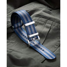 BINLUN Watch Band, Nylon Belt, Thick, 18mm 20mm 22mm 24mm Watch Strap, Premium Ballistic, Multicolor Watch Band, Silver/Black Buckle, Unisex, 20 Colors, multicolor (blue / gray), Classic