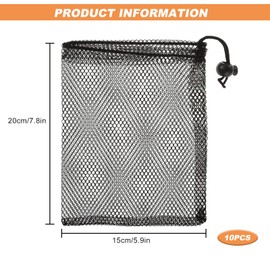 JMOOT Small Mesh Drawstring Bag, 10pcs Black Drawstring Mesh Bags Small Net Storage Bags with Cord Clips Lock for Traveling Gifts Home– 15 * 20 cm