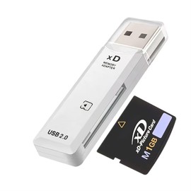 USB 2.0 Card Reader Fast Data Transfer for SD, and CF Cards, SD Card Reader Portable, Plug & Play, Memory Card Adaptor for Fuji and Olympus Cameras Compatible with Windows/Mac (White)