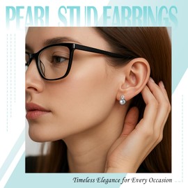 MIKOSTRA 925 Sterling Silver Post Cubic Zirconia 9mm Grey Round AAAAA+ Quality Handpicked Freshwater Cultured Stud Button Pearl Earrings Hypoallergenic with Genuine Cultured Pearls