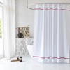 youngseahome White Shower Curtain with Red Border, Modern Chic Faux