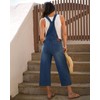 luvamia Bib Overalls Women Capri Wide Leg Jeans Jumpsuit Button