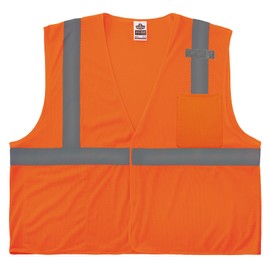 Ergodyne unisex adult Reflective Safety Vest, High Visibility Mesh, Interior and Exterior Pocket, 2, Type R Class 2 Economy Mesh Vest HL, Orange, 4X-Large-5X-Large US