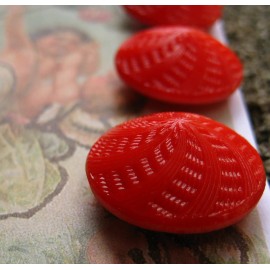 Set of 3 Vintage 7/8" Red Top Cone Glass Buttons~ new/old stock