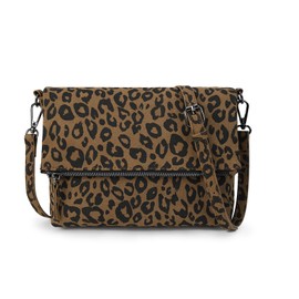 Gladdon Women's Shoulder Bag, Shoulder Bag with Zip, Crossbody Bag, Leather Handbag, Small, Daypack, Brown leapard