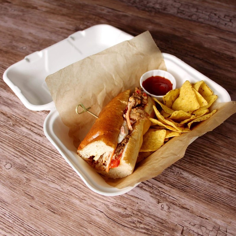 50pcs Strong Clamshell Takeaway Burger Boxes, 7" X 5" -