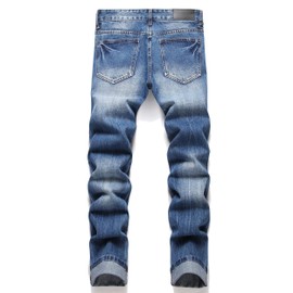 AITITIA Men's Ripped Regular Fit Jeans (36, 3001 Blue)