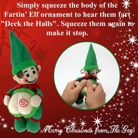 Farting Elf Christmas Ornaments Red-Funny Christmas Tree Decoration-Stocking Stuffer Nice Gag Gift-He Farts The Song Deck The Halls When You Press His Body-Measures 6x7 Inches