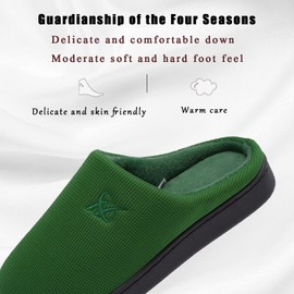 Memory Foam Cotton Slippers Couple Style Men's and Women's House Casual Shoes (Green,Women11-12/Men9-10)