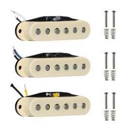 Phrilam Pro ST-60S Staggered Alnico 5 Single Coil Neck/50mm Middle/50mm Bridge/52mm Pickups Set for Strat Style Electric Guitar, Cream