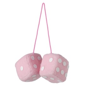 Sumex Branded Home & Car Mirrior Hanging Fluffy Furry Dice (Pink with White Spots)