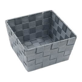 JVL Vichy Square Nylon Storage Basket, Grey