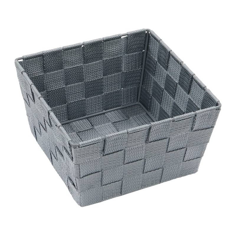 JVL Vichy Square Nylon Storage Basket, Grey