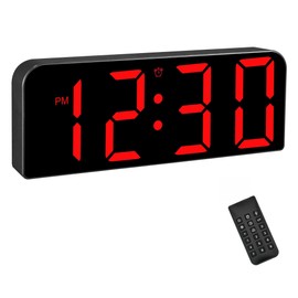 Sukeen Digital Wall Clock Digital Alarm Clock Silent Alarm Clock with Large Numbers Display Red Numbers
