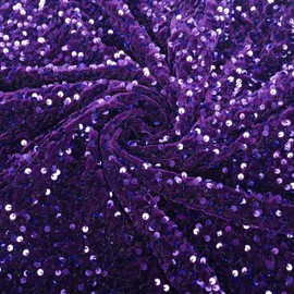 ShinyBeauty Royal Purple Sequin Velvet Fabric 1 Yard - Stretch Sparkly Material for Evening Gowns/Cocktail Dresses, High-Shimmer DIY Craft Fabric with 4-Way Stretch (45"x36" Premium Velvet)