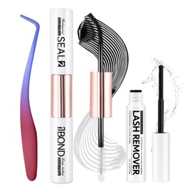 Miuffue 3 PCS Lash Kit Bond and Seal with Tweezers Remover Kit, DIY Eyelash Glue and Lash Applicator Tool Cluster Glue Remover Fast Removal with No Residue