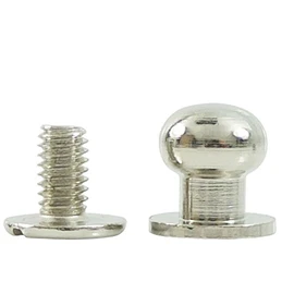 Bluemoona 50 Sets - Head Button 8mm 5/16" Brass Stud Screwback Screw Back Spots for Leather Rivet (Nickel)