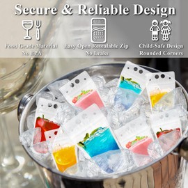 C CRYSTAL LEMON 200PCS Drink Pouches with 200 Straws – Reclosable Handheld Juice, Smoothie & Liquor Bags – Heavy-Duty Pouches for Parties, Travel & Events