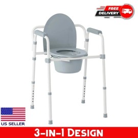 Toilet Assistance Seniors Elderly Disabled Portable Folding Potty Chair Seat
