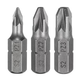 sourcing map 3pcs PZ1/PZ2/PZ3 Screwdriver Bit 1/4" Hex Shank 25mm/1" Length Magnetic Phillips Slotted Hex Bits S2 Steel Screw Driver Bit Industrial Grade Electric Hexagon Drill Bits